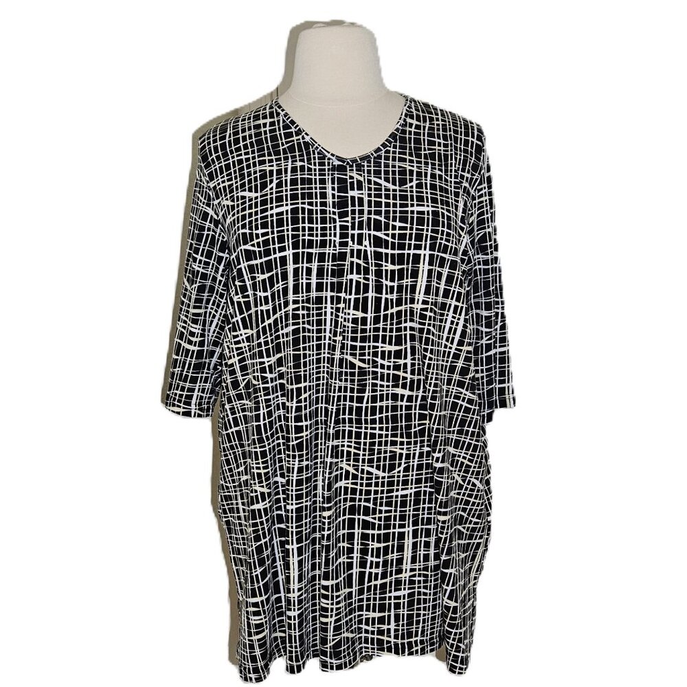 Ulla Popken V-Neck Swing A-line Hem Popover Tunic